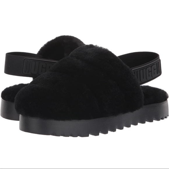 UGG Shoes - UGG• Black Super Fluff Slippers